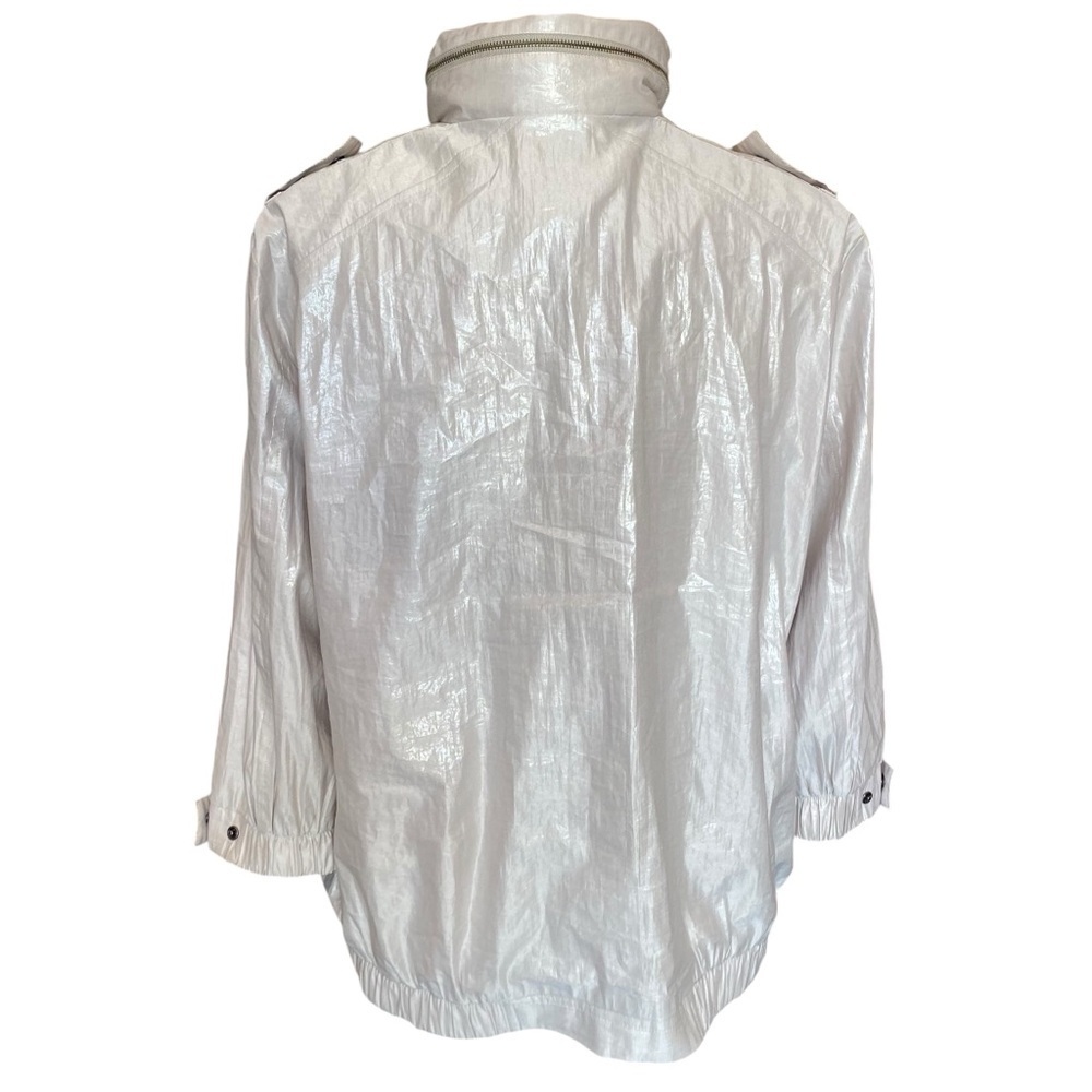Chico’s Metallic Silver Windbreaker / Waterproof Jacket - Picture 9 of 14